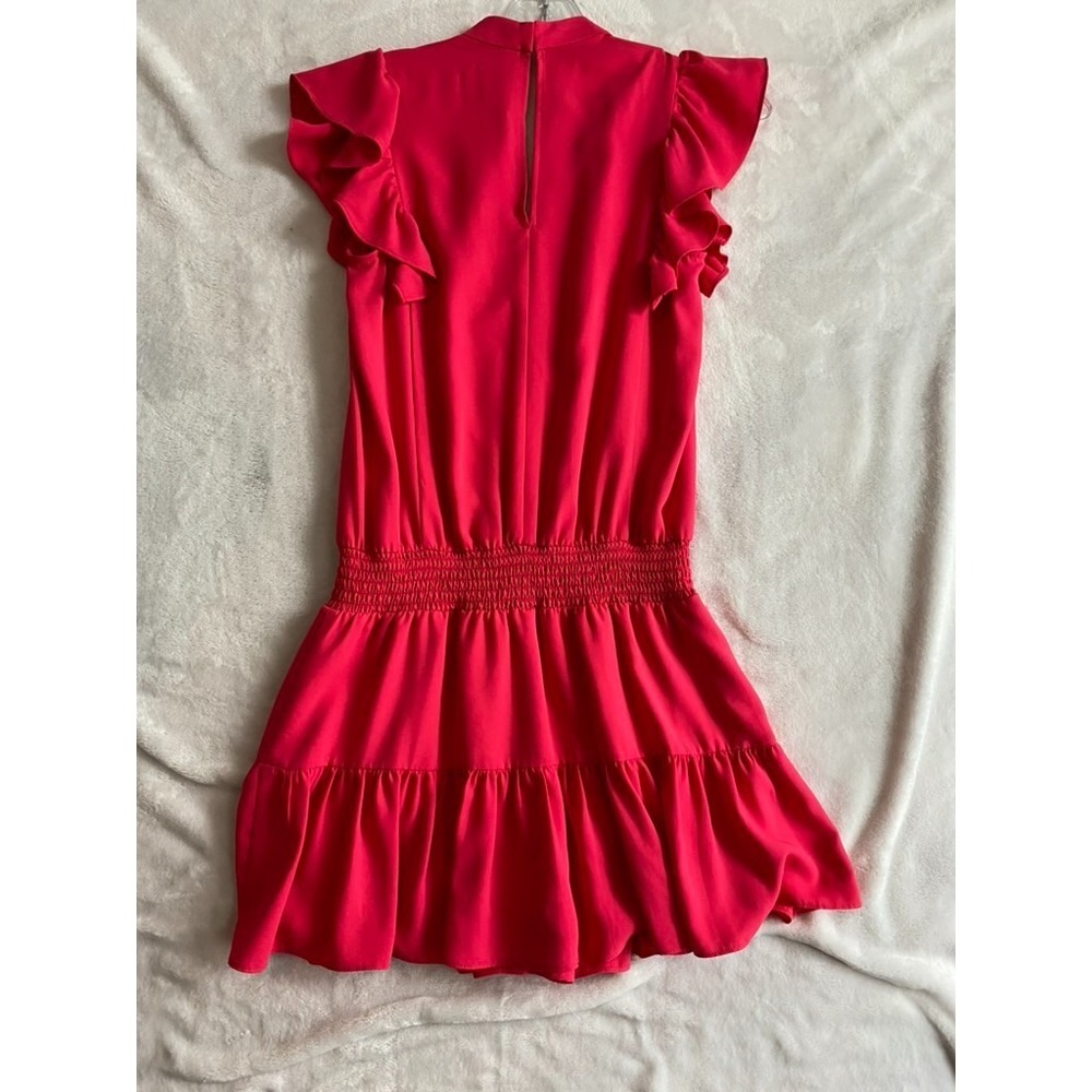 Amanda Uprichard Mini Dress Sz XS Hot Pink Drop Waist Ruffle Tiered Party Barbie - Picture 10 of 15